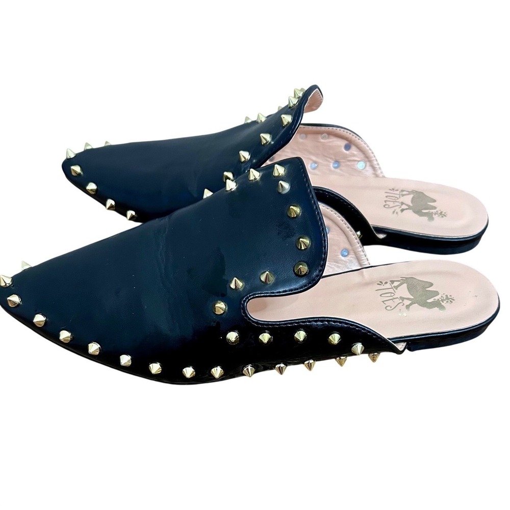 Black Studded Camel Threads Clair Mules Womens 9 EUC‎ 10 Inch Sole See Desc.